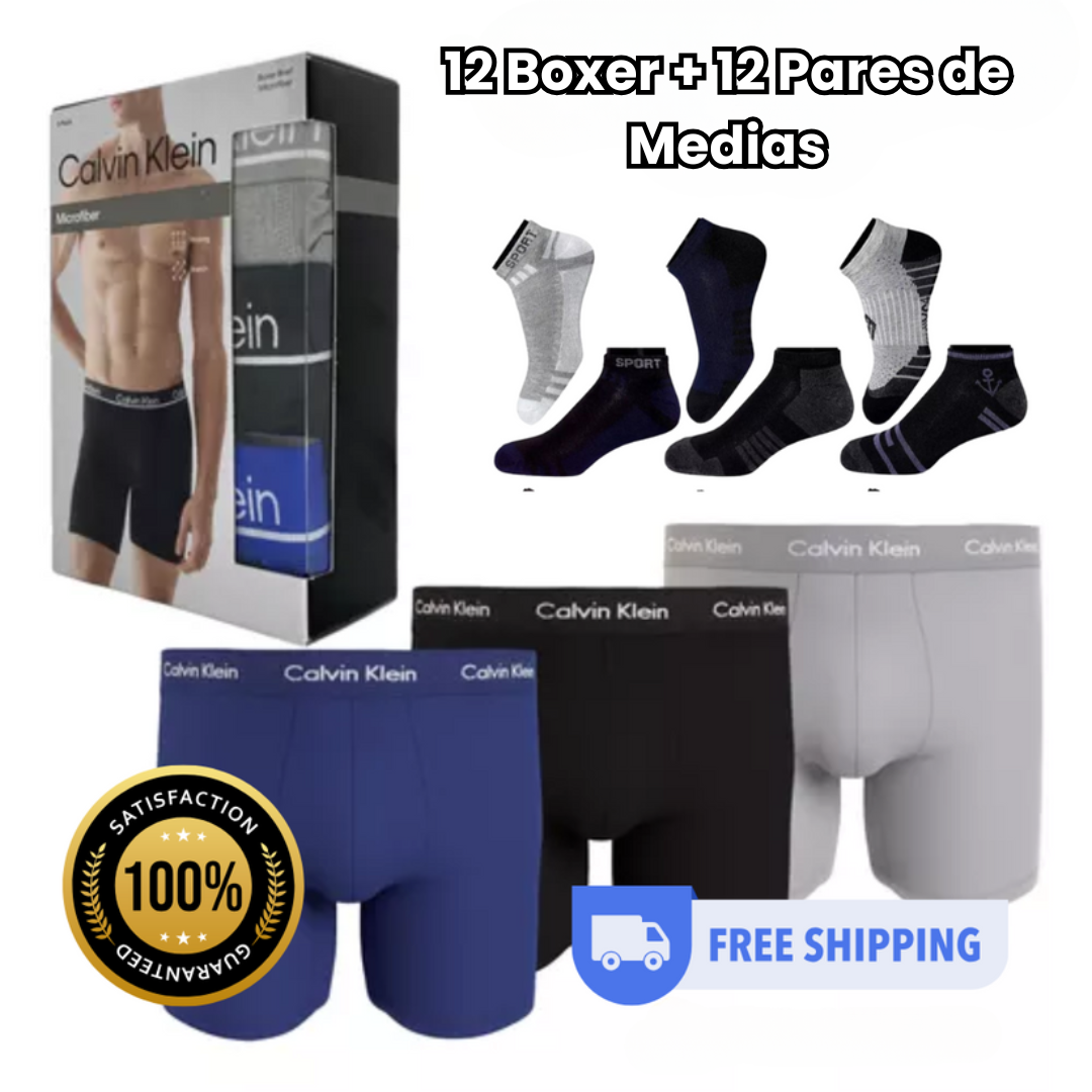 PACK BOXER CK - 12 BOXER + 12 PARES DE MEDIAS